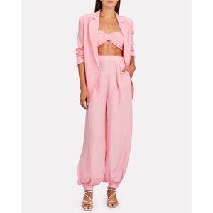 Ronny Kobo Pink Mayah Pleated Bandeau Strapless Smocked Crop Top Size Small